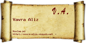 Vavra Aliz névjegykártya
